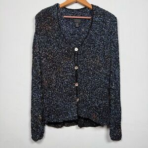 Sigrid Olsen Woven Braided Open Knit Rayon Cardigan & Tank Top Set, Size M